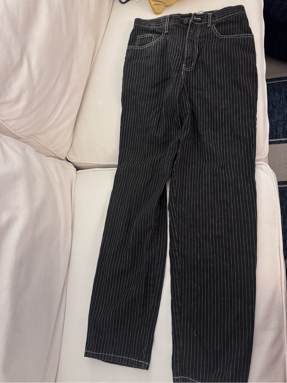 Vintage bill blass Black Pinstripe Straight-Leg Jeans